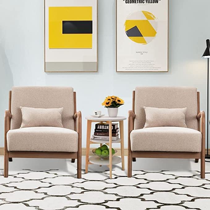 INZOY Mid-Century Modern Accent Chair Set of 2 thumbnail 2