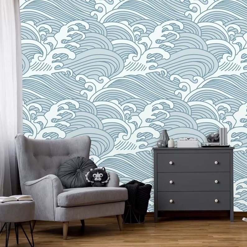Chinese Waves Peel and Stick Wallpaper thumbnail 2
