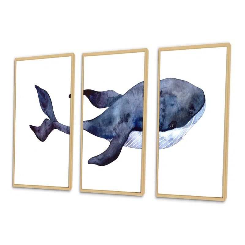Blue Whale On White Canvas thumbnail 3
