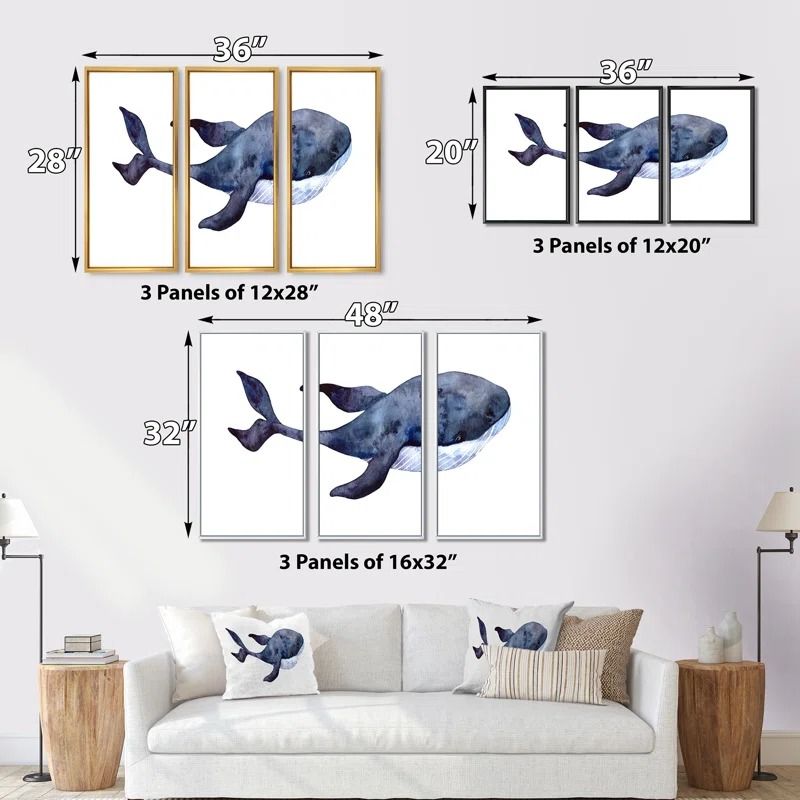 Blue Whale On White Canvas thumbnail 4