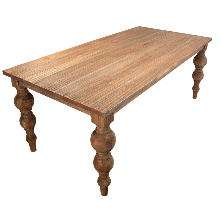 Campbell Rectangular Reclaimed Mindi Wood Carved 4-Leg Dining Table thumbnail 2