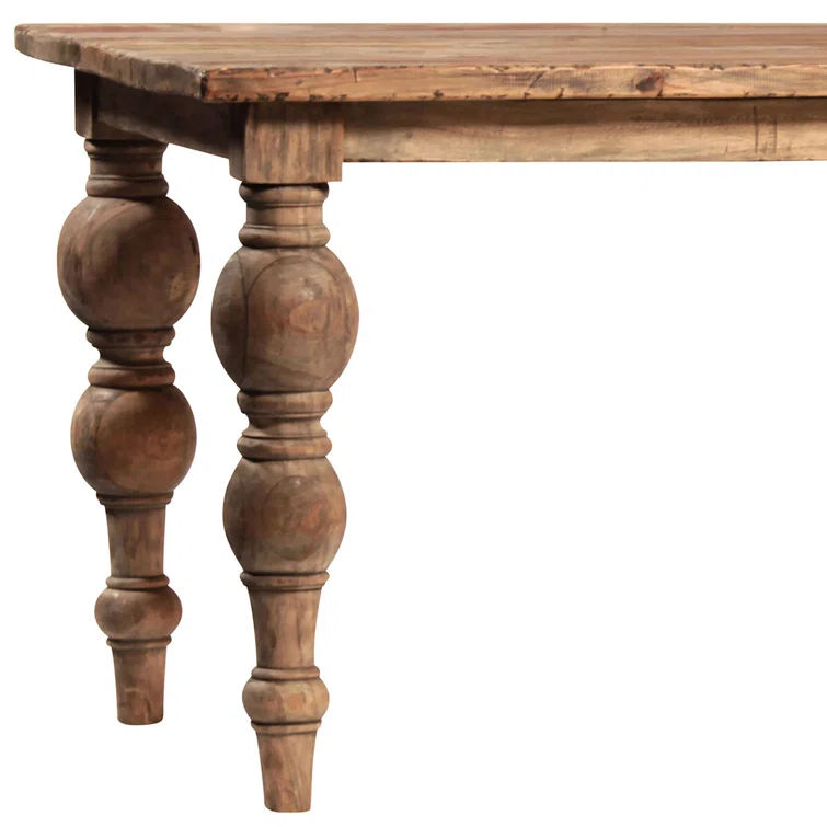 Campbell Rectangular Reclaimed Mindi Wood Carved 4-Leg Dining Table thumbnail 3