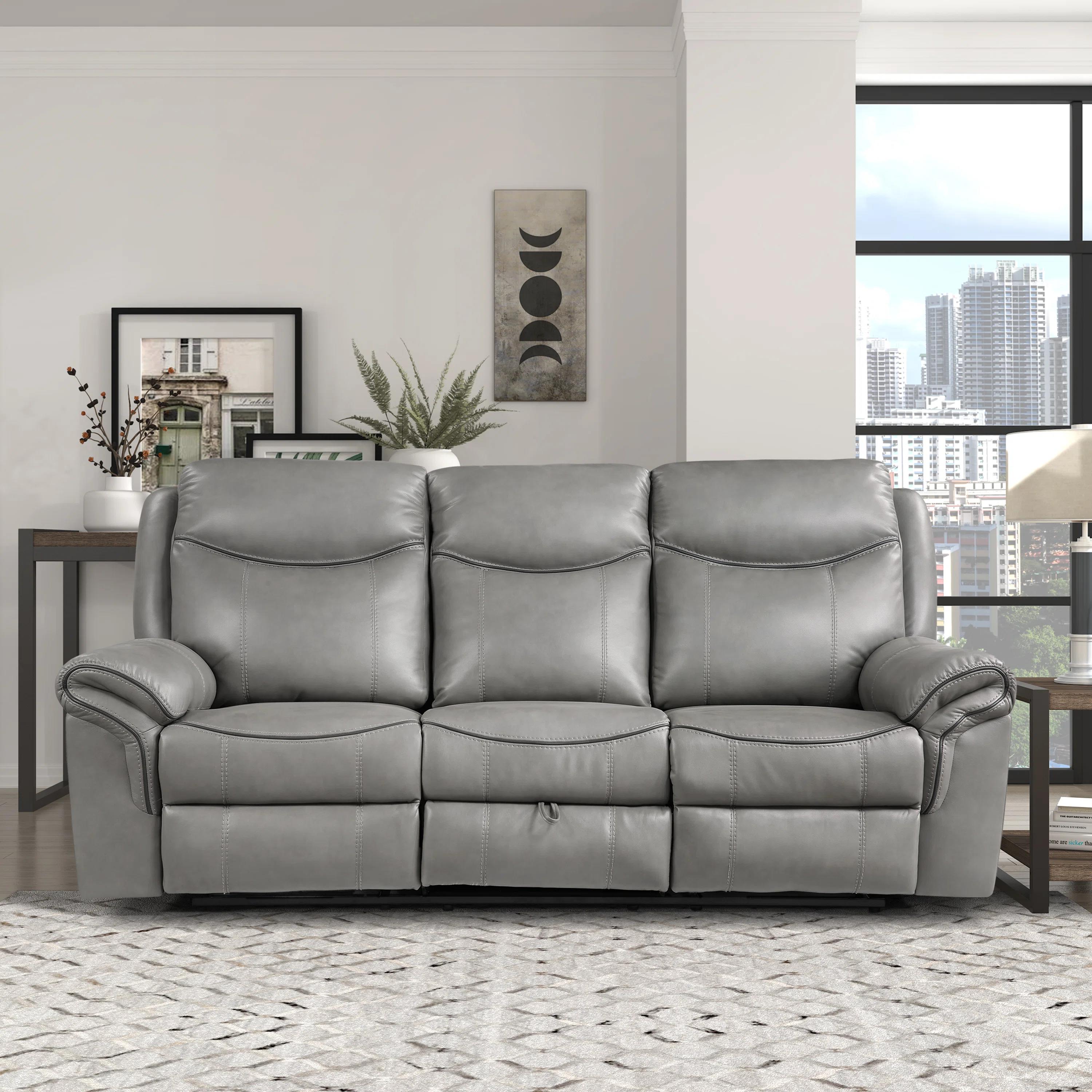 Bayshore Vegan Leather Manual Reclining Sofa thumbnail 2