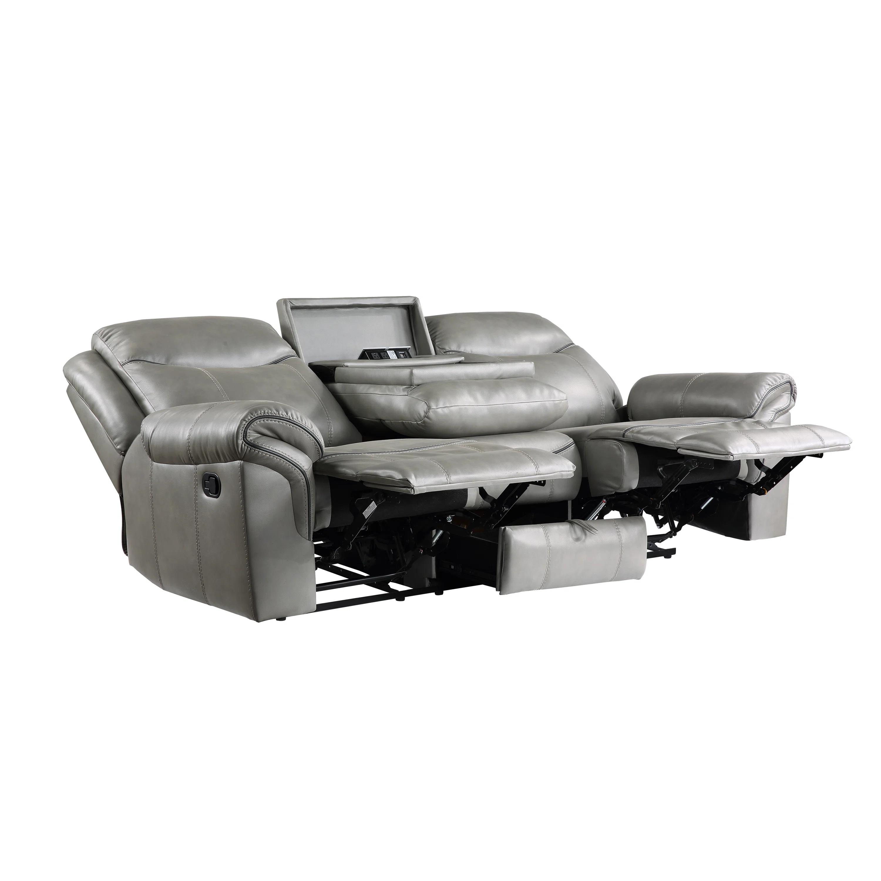 Bayshore Vegan Leather Manual Reclining Sofa thumbnail 4