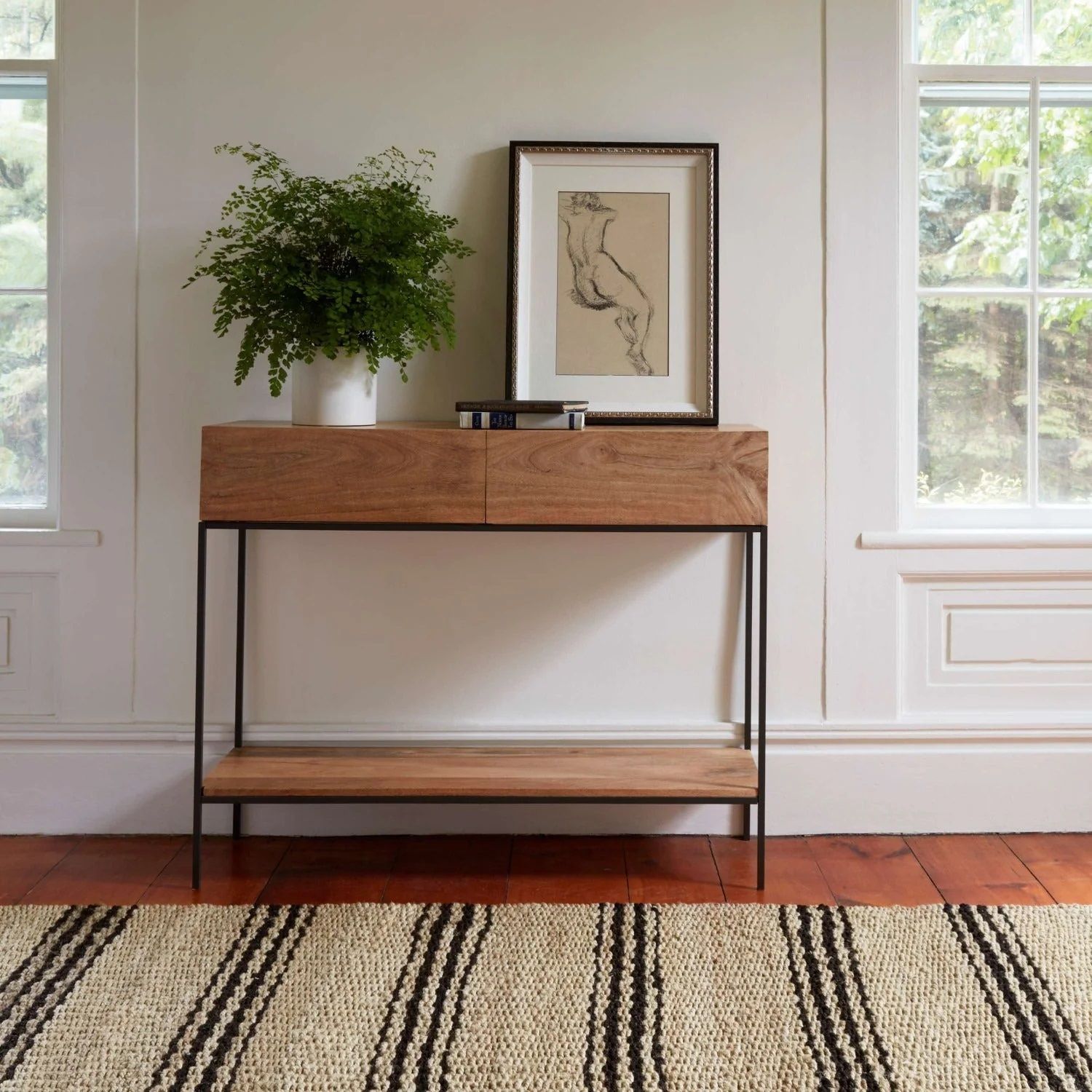 Jute Ticking Black Handwoven Jute Rug thumbnail 2