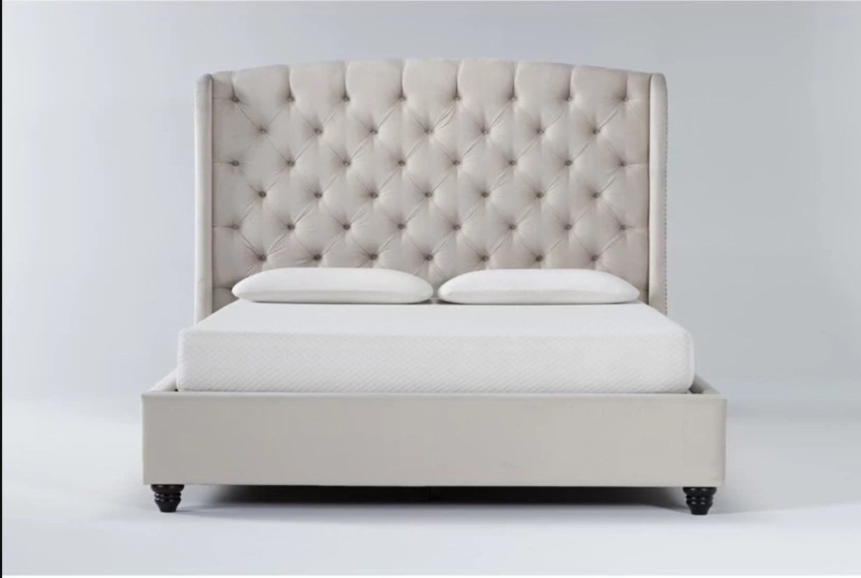 Mariah King Velvet Upholstered Panel Bed thumbnail 3