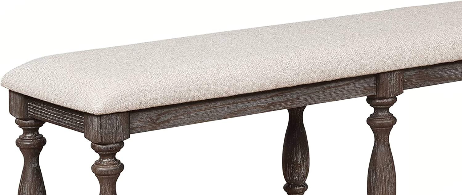 Benjara Farmhouse Style Bench with Padded Seating thumbnail 2
