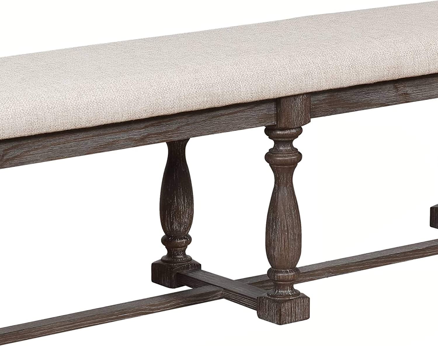 Benjara Farmhouse Style Bench with Padded Seating thumbnail 3