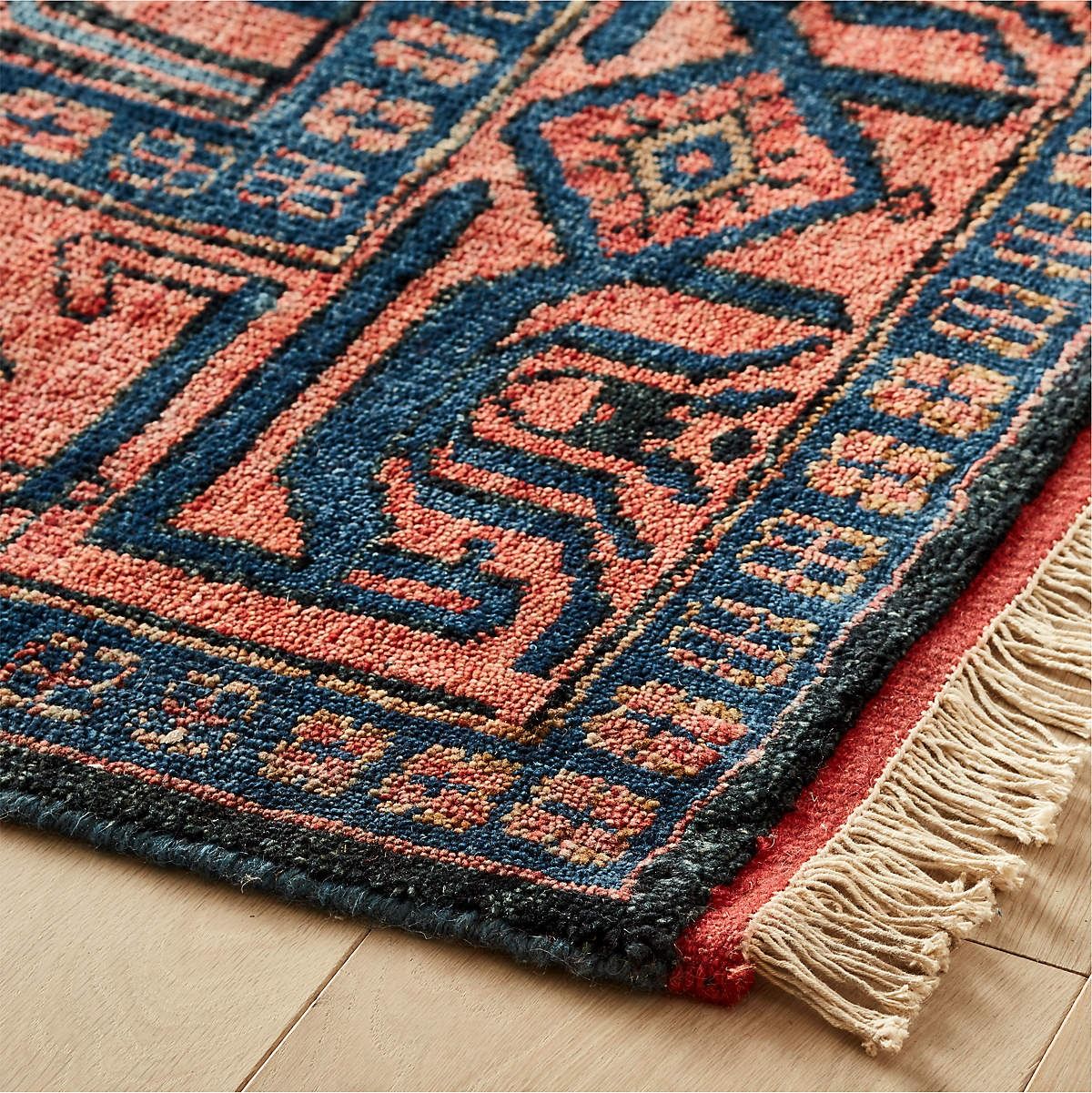 Eros Hand-Knotted Red and Blue Area Rug thumbnail 3