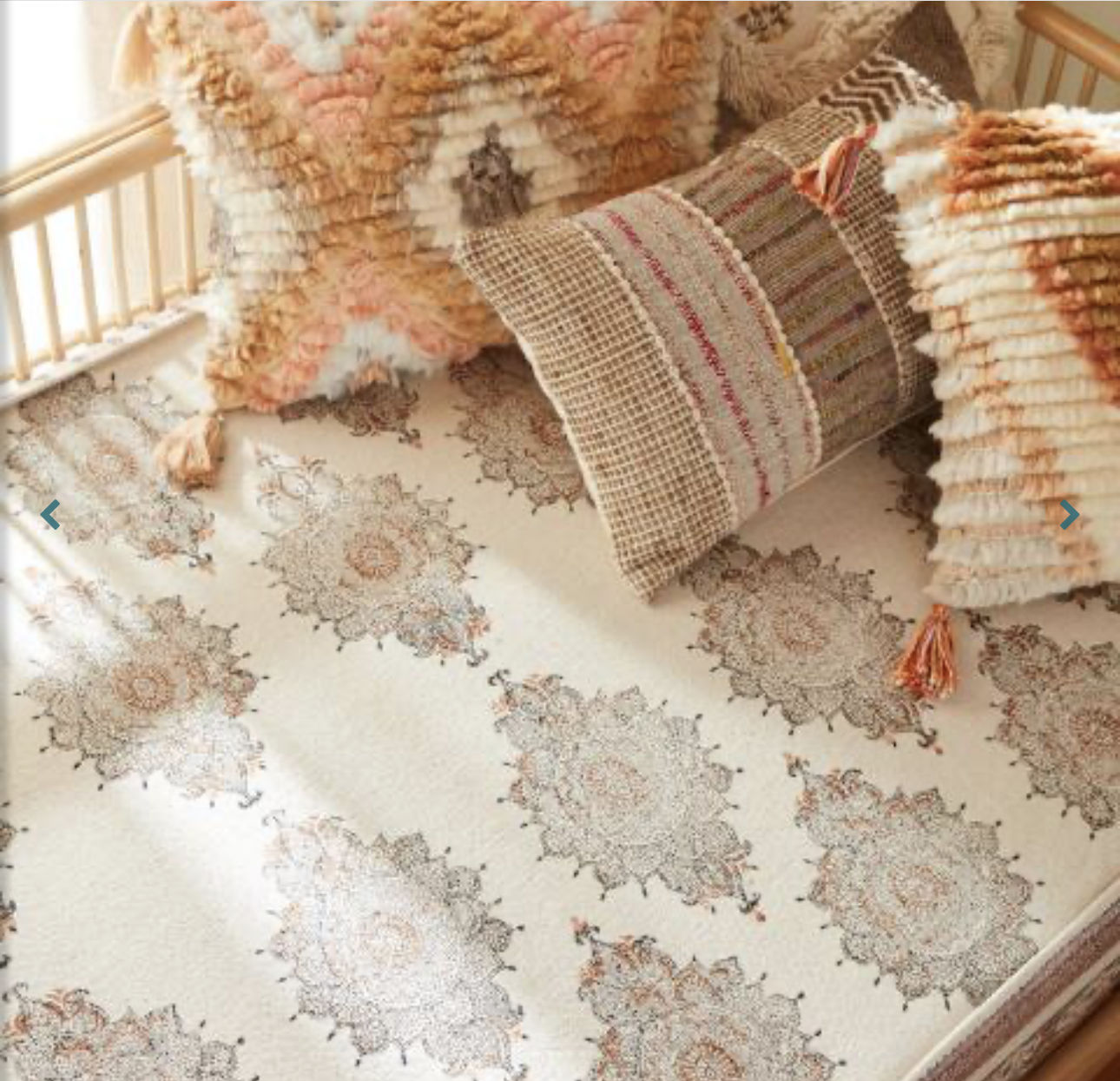 Natural Brown Block Printed Sonya Mattress Cover thumbnail 2