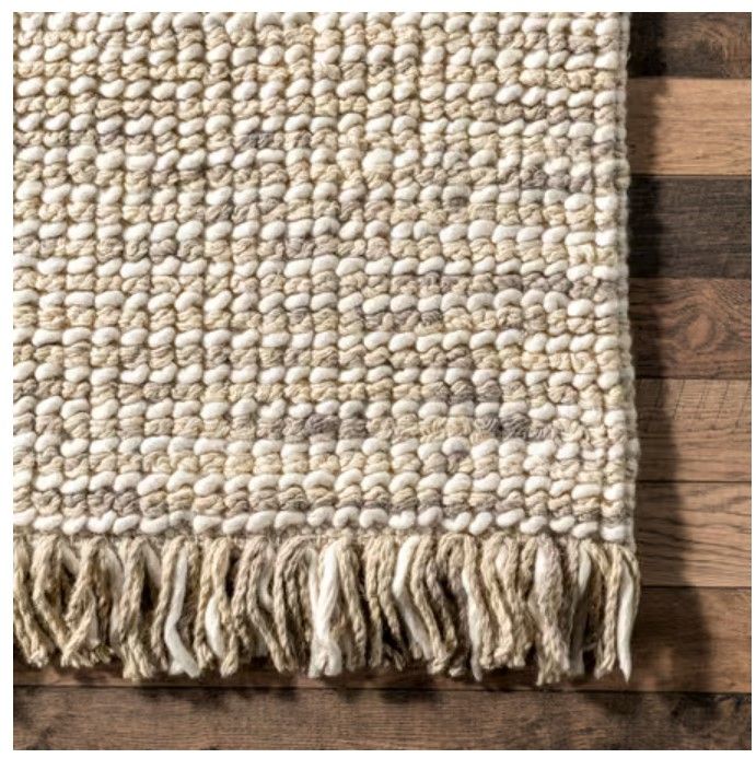 Beige Felted Wool Tasseled 8'6"x11'6" thumbnail 3
