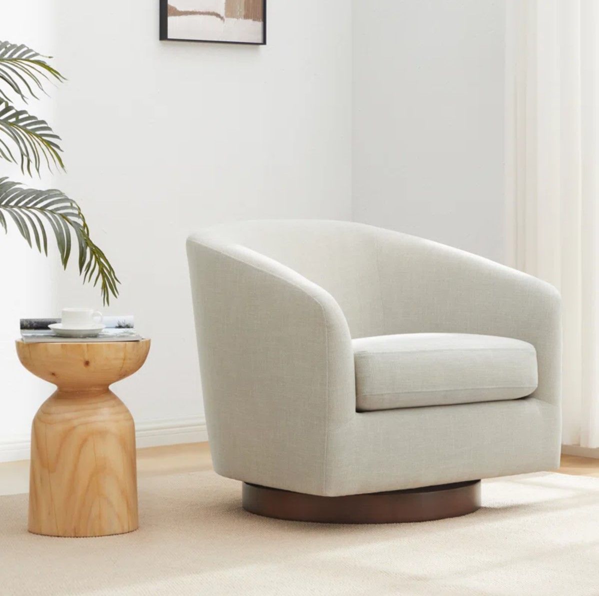 Aiden Upholstered Swivel Barrel Chair thumbnail 2
