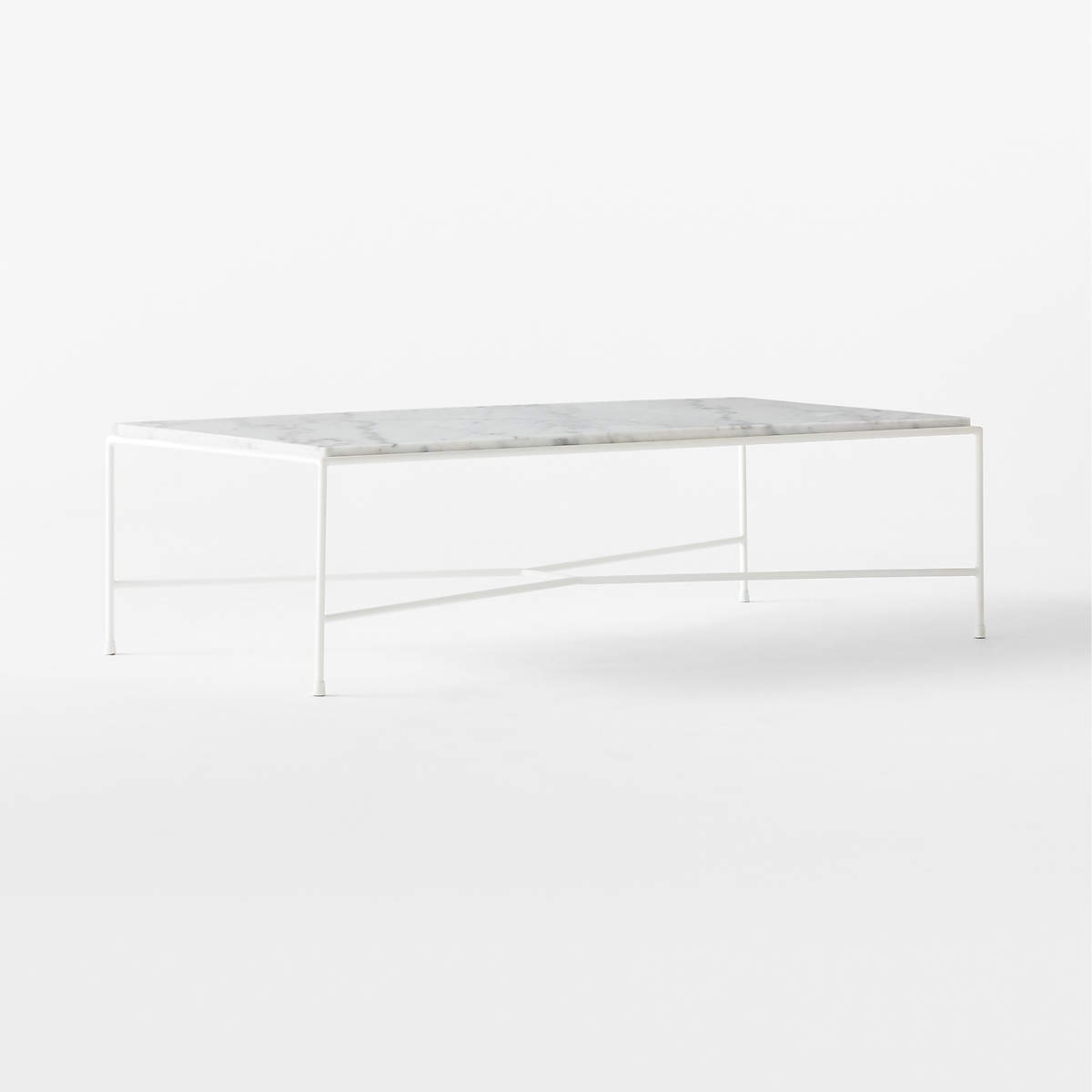 PAVILION IVORY METAL OUTDOOR COFFEE TABLE WITH MARBLE TOP MODEL thumbnail 2