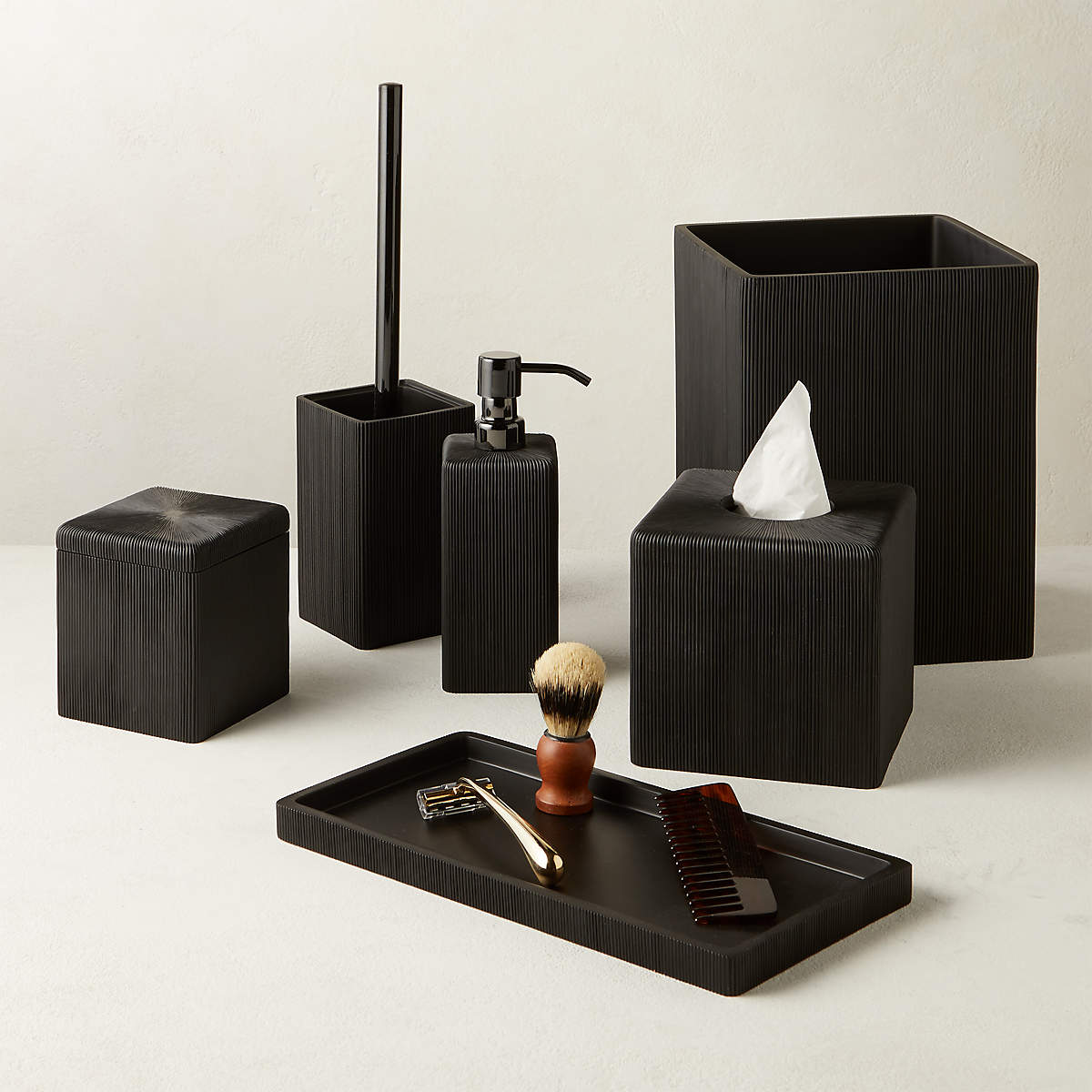 PARELLO PLEATED BLACK WASTEBASKET thumbnail 2
