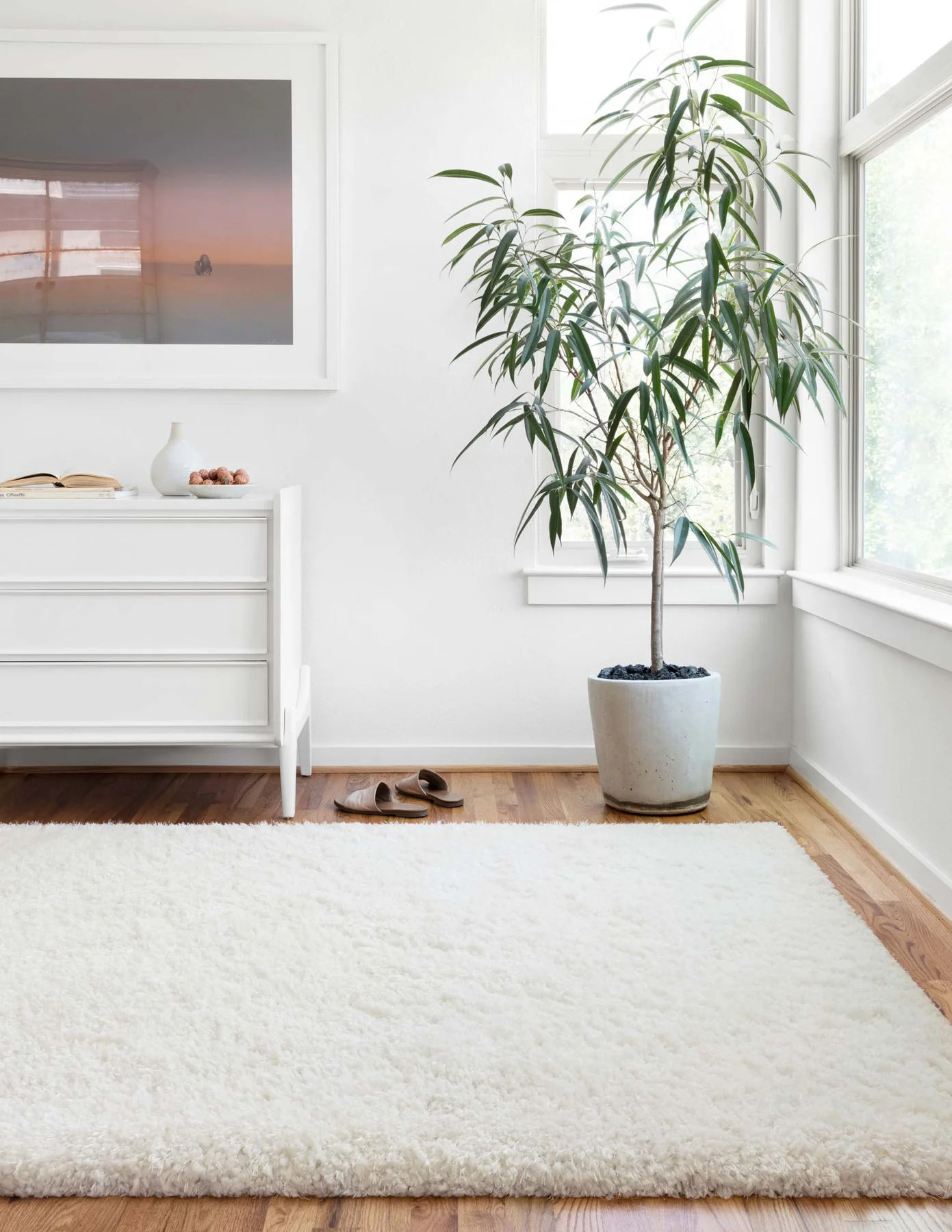 Mila Shag Rug in White by Loloi II thumbnail 3