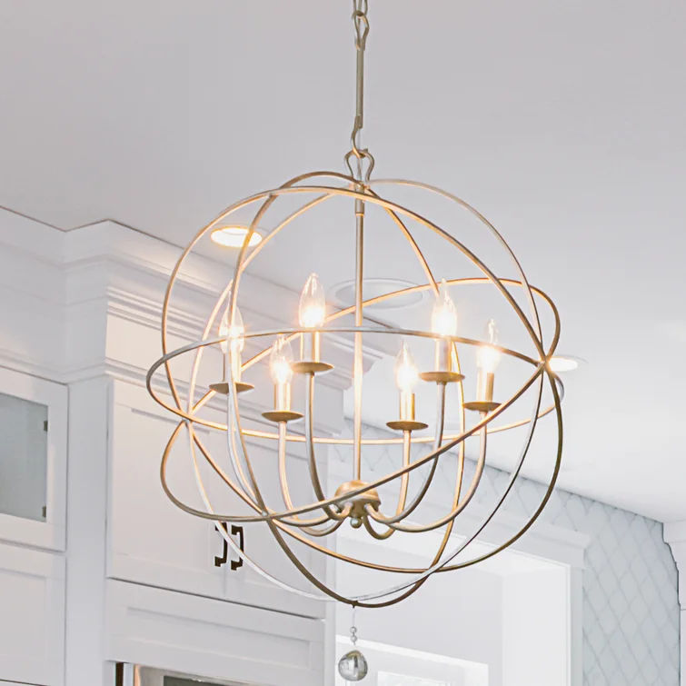 Jayden 6 - Light Statement Globe Chandelier with Hand Blown Glass Accents thumbnail 2