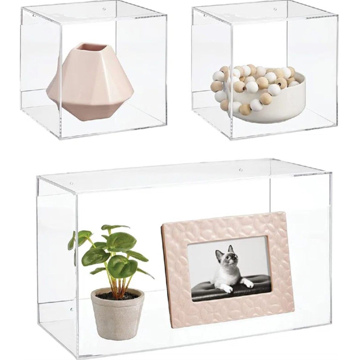 3 Piece Acrylic Cubby Shelf thumbnail 2