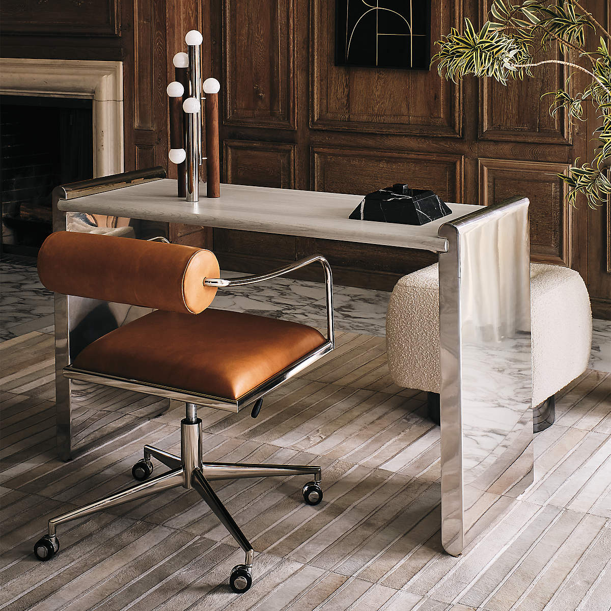Rohe Polished Nickel And Walnut Table Lamp thumbnail 2