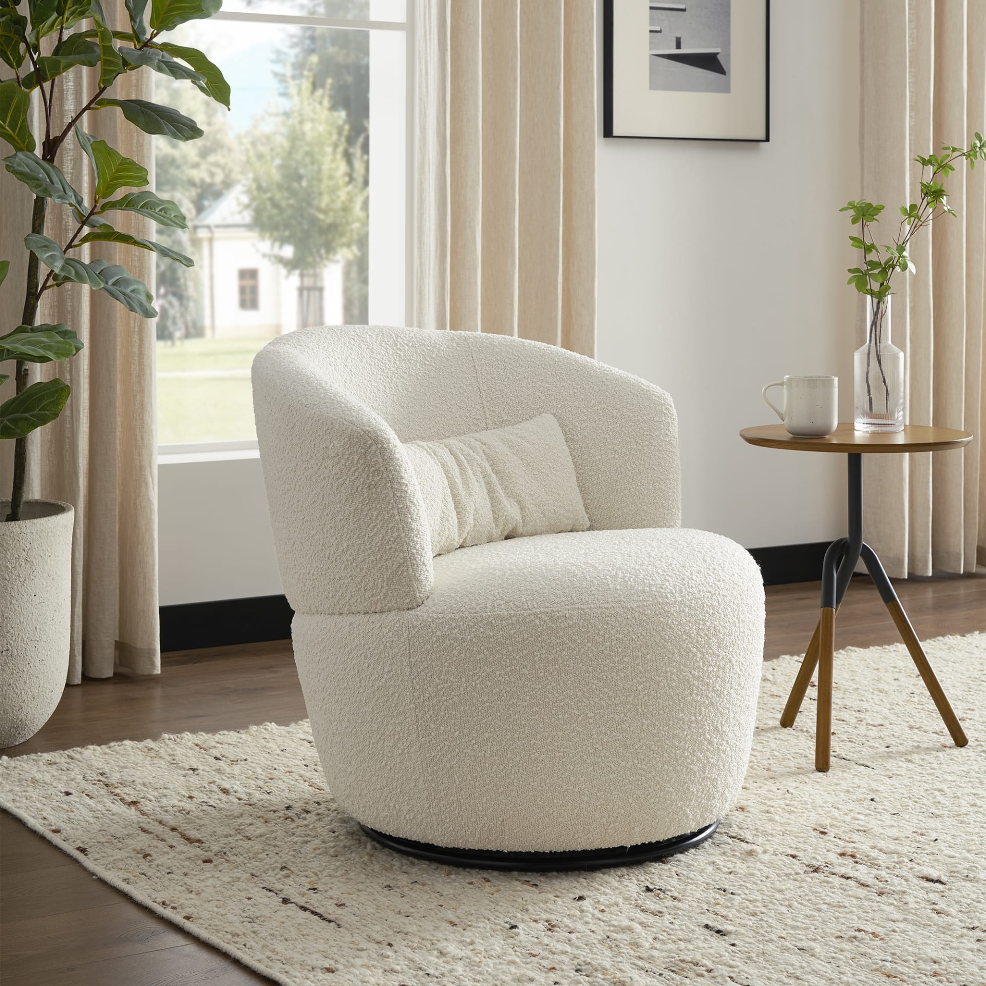 Amber Boucle Swivel Chair thumbnail 2