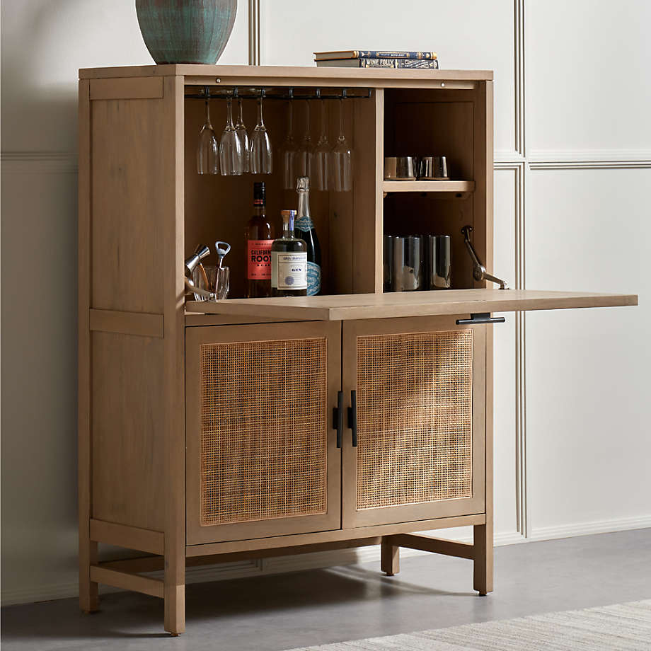 Libby Natural Mango Wood Bar Cabinet with Storage thumbnail 2