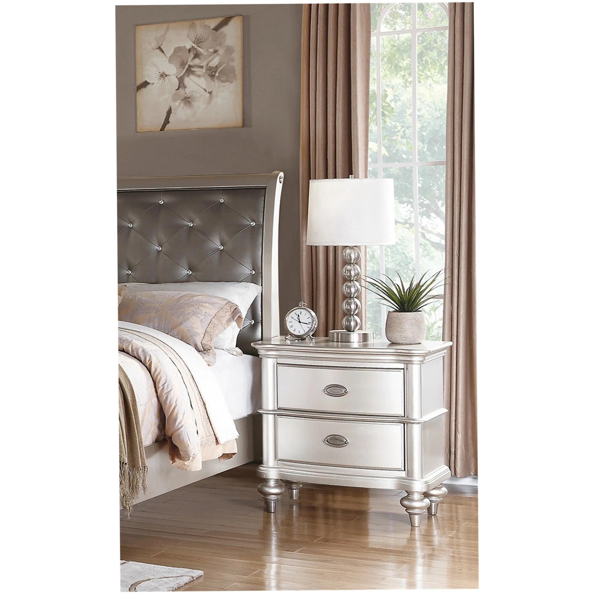 Mulvey 2 - Drawer Nightstand in Silver Rosdorf Park thumbnail 2