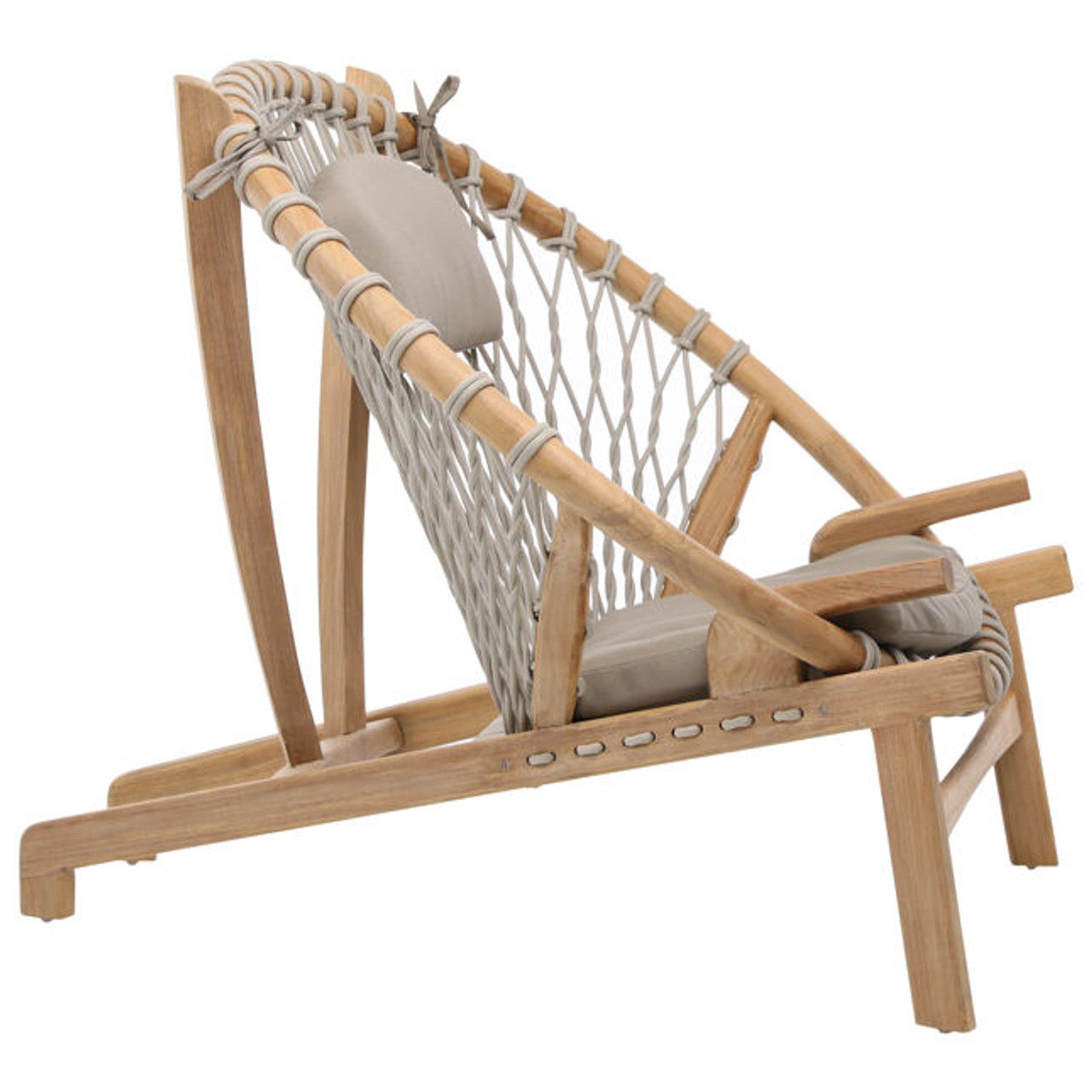 Boho Teak Wood and Rope Round Chair thumbnail 2