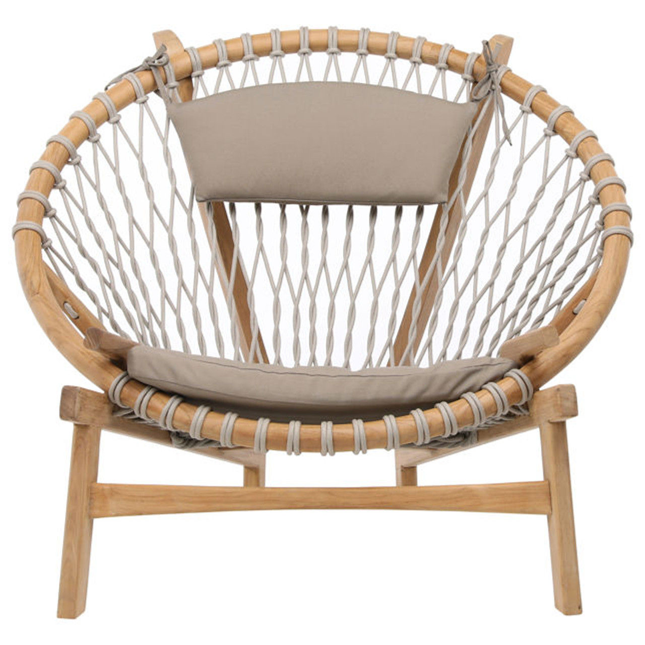 Boho Teak Wood and Rope Round Chair thumbnail 3