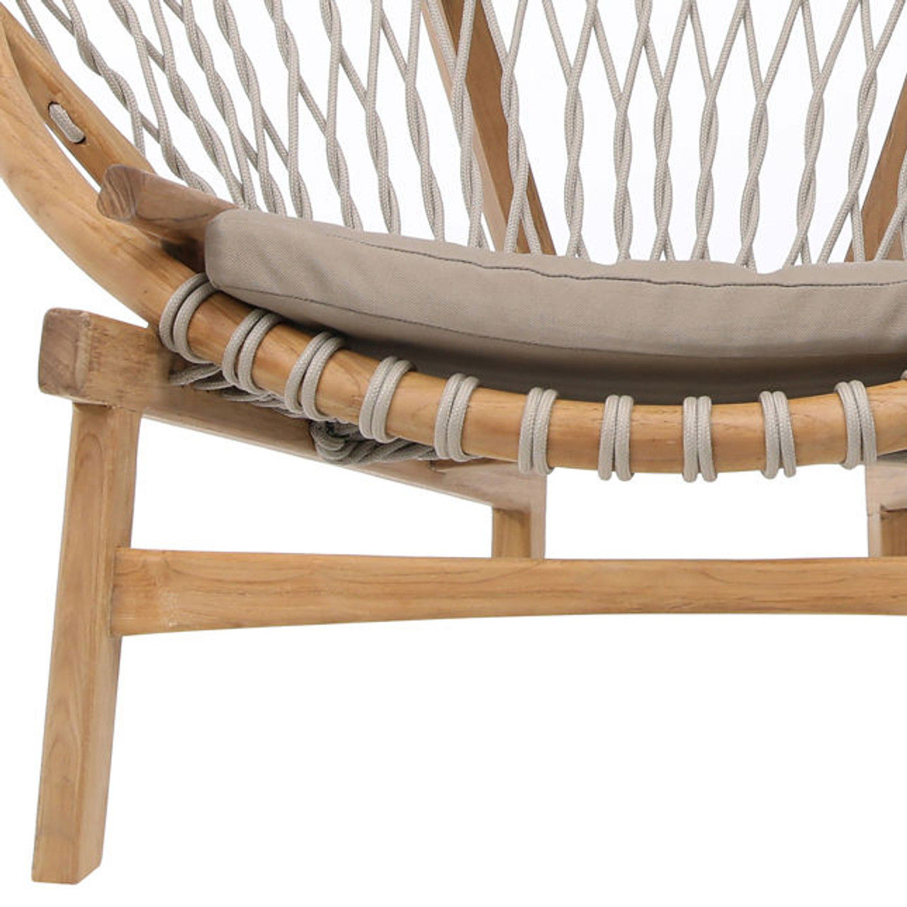 Boho Teak Wood and Rope Round Chair thumbnail 4