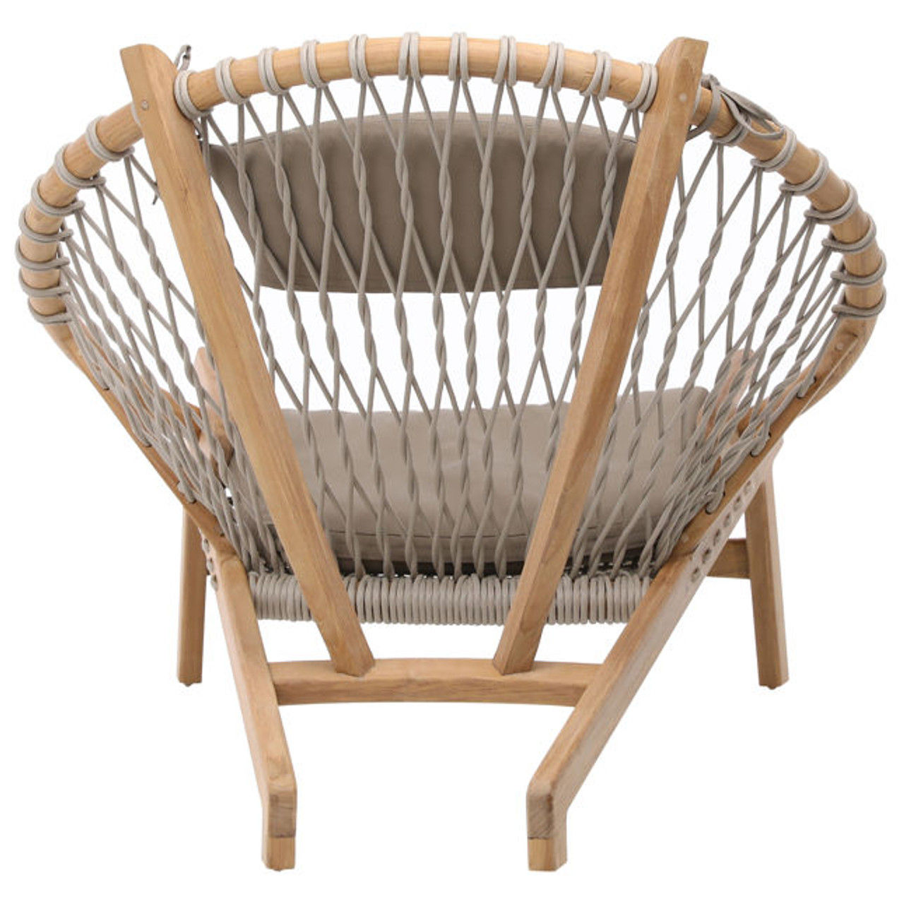 Boho Teak Wood and Rope Round Chair thumbnail 5
