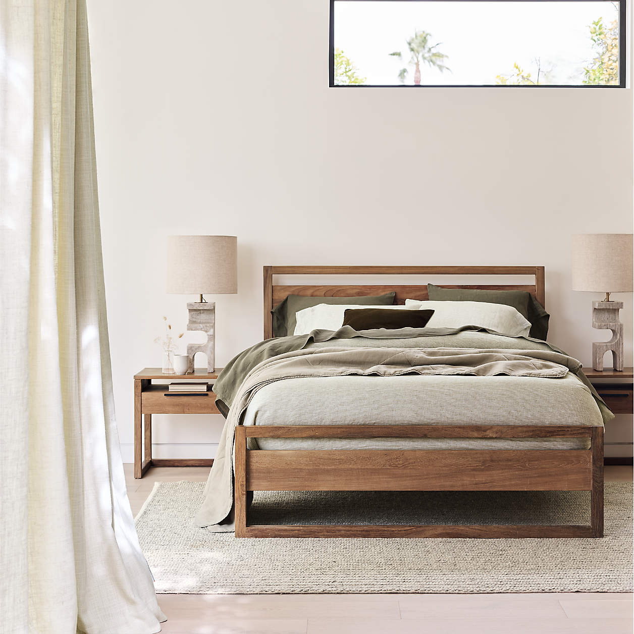 Linea Natural Teak Wood Queen Bed thumbnail 2