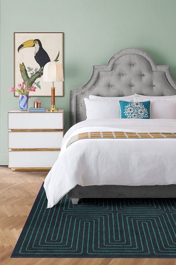 Jonathan Adler Labyrinth Navy & Teal Premium Rug thumbnail 2