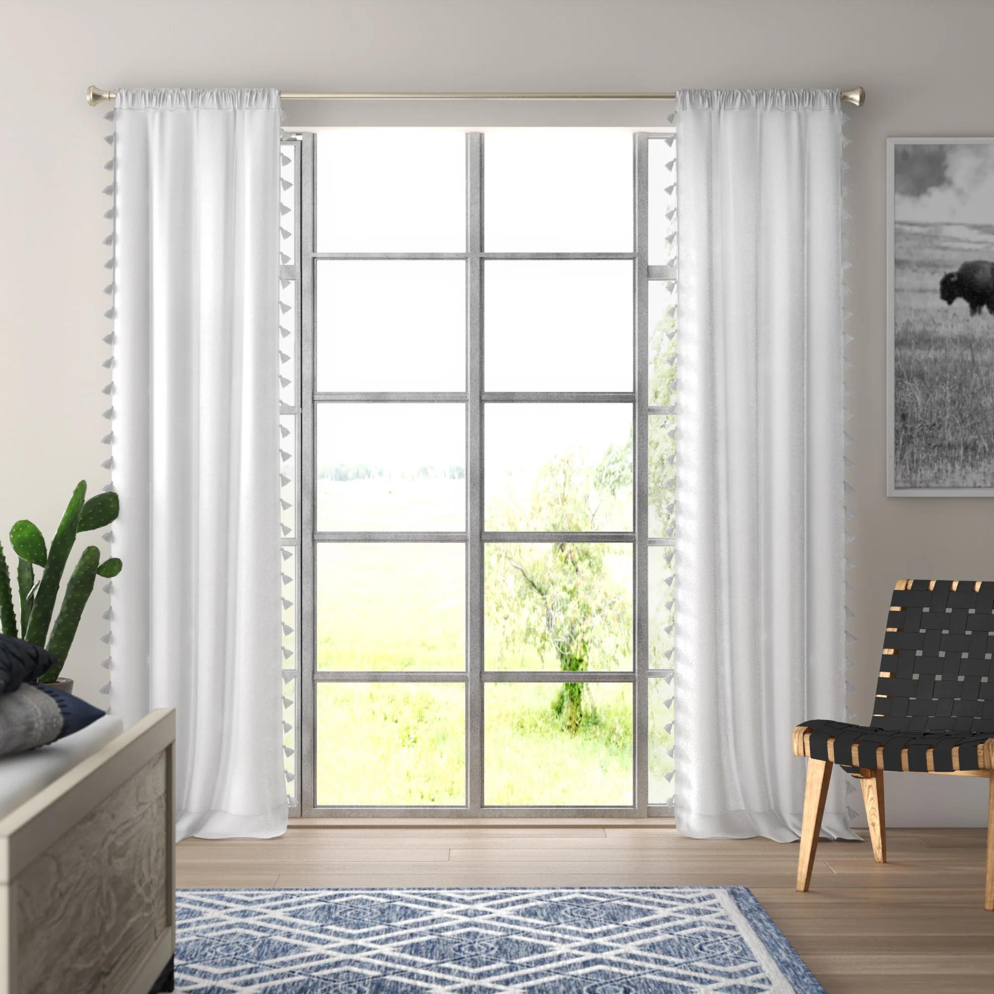 Brackett Cotton Semi Sheer Curtains Drapes Panel-84" thumbnail 5