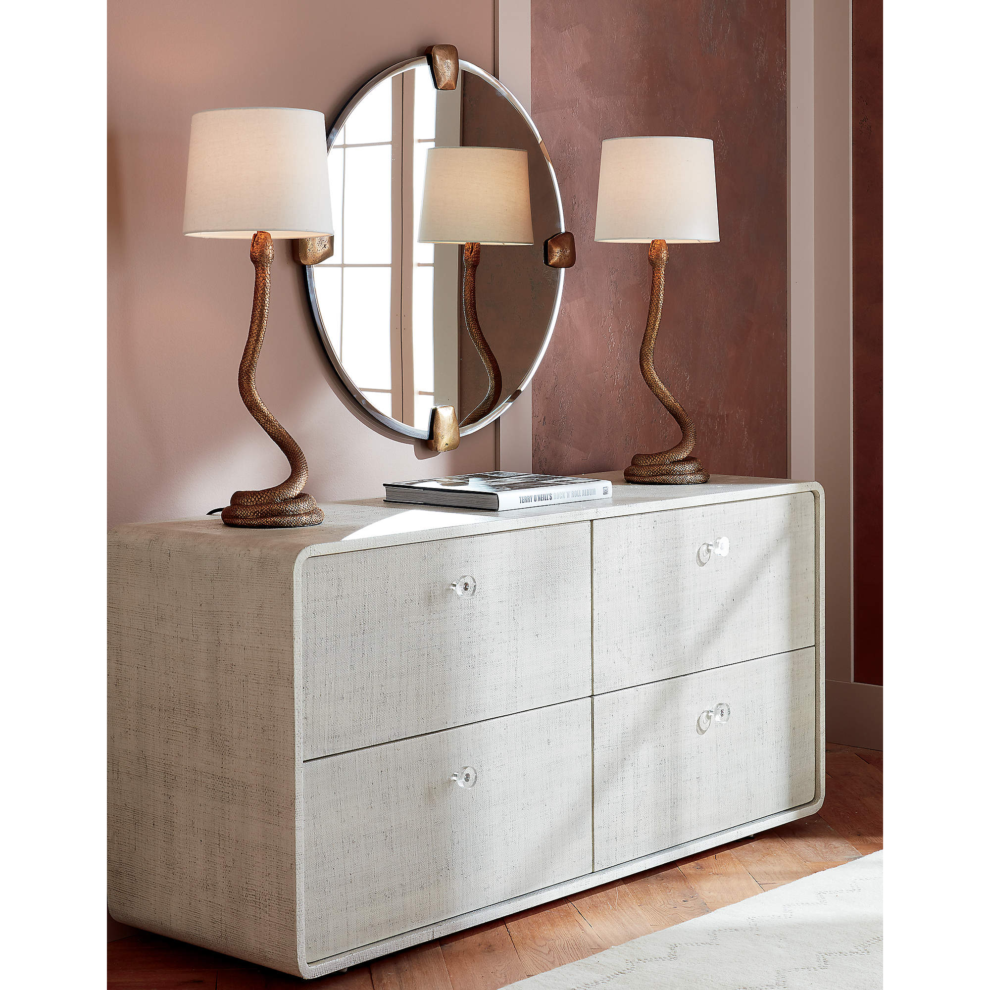 Archer Lacquered Linen Low Dresser thumbnail 7