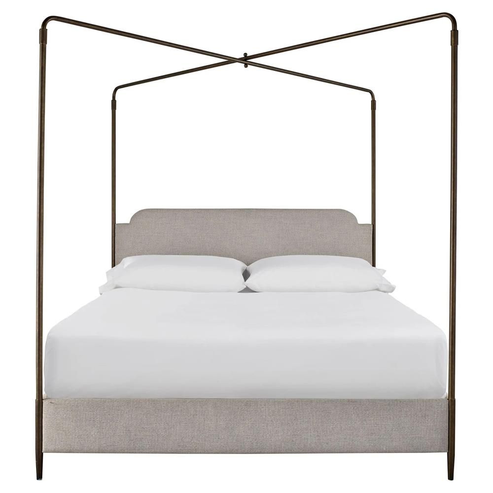 Aaron Industrial Loft Grey Upholstered Poster Canopy Bed-King thumbnail 3
