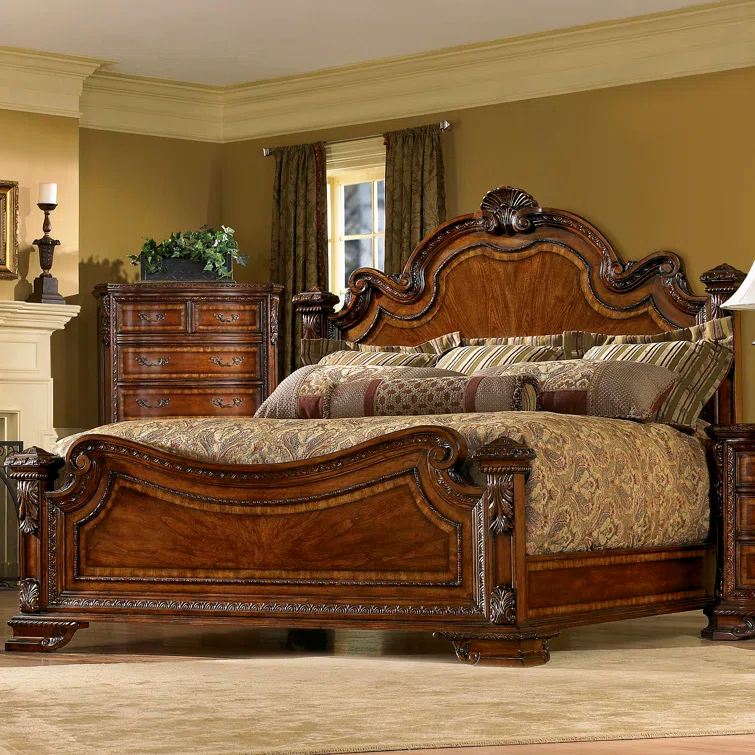 Old World Solid Wood Bed thumbnail 2