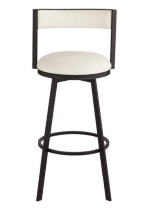 Adaya Black Metal and White Faux Leather Swivel Counter Stool thumbnail 3