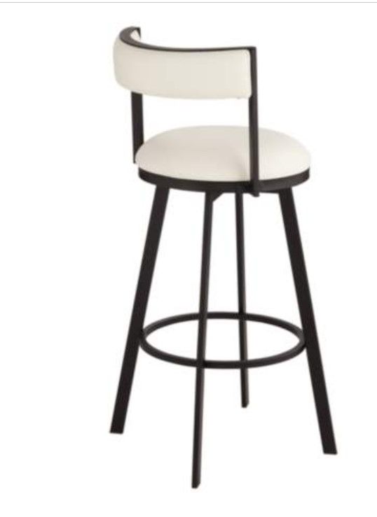Adaya Black Metal and White Faux Leather Swivel Counter Stool thumbnail 4