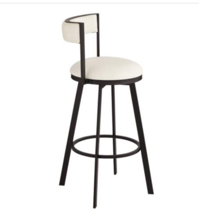 Adaya Black Metal and White Faux Leather Swivel Counter Stool thumbnail 5