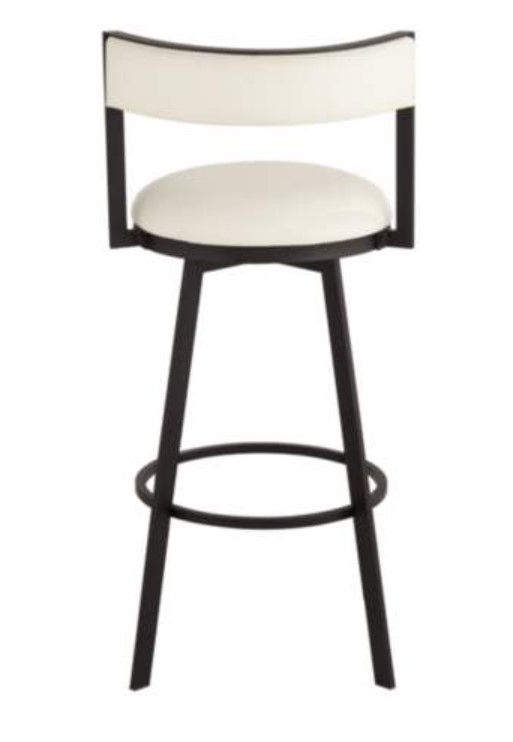 Adaya Black Metal and White Faux Leather Swivel Counter Stool thumbnail 6