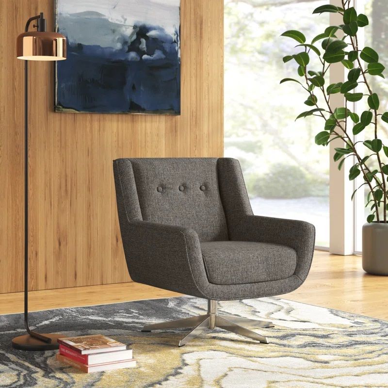 Alfonsa Button Tufted Swivel Lounge Chair thumbnail 2