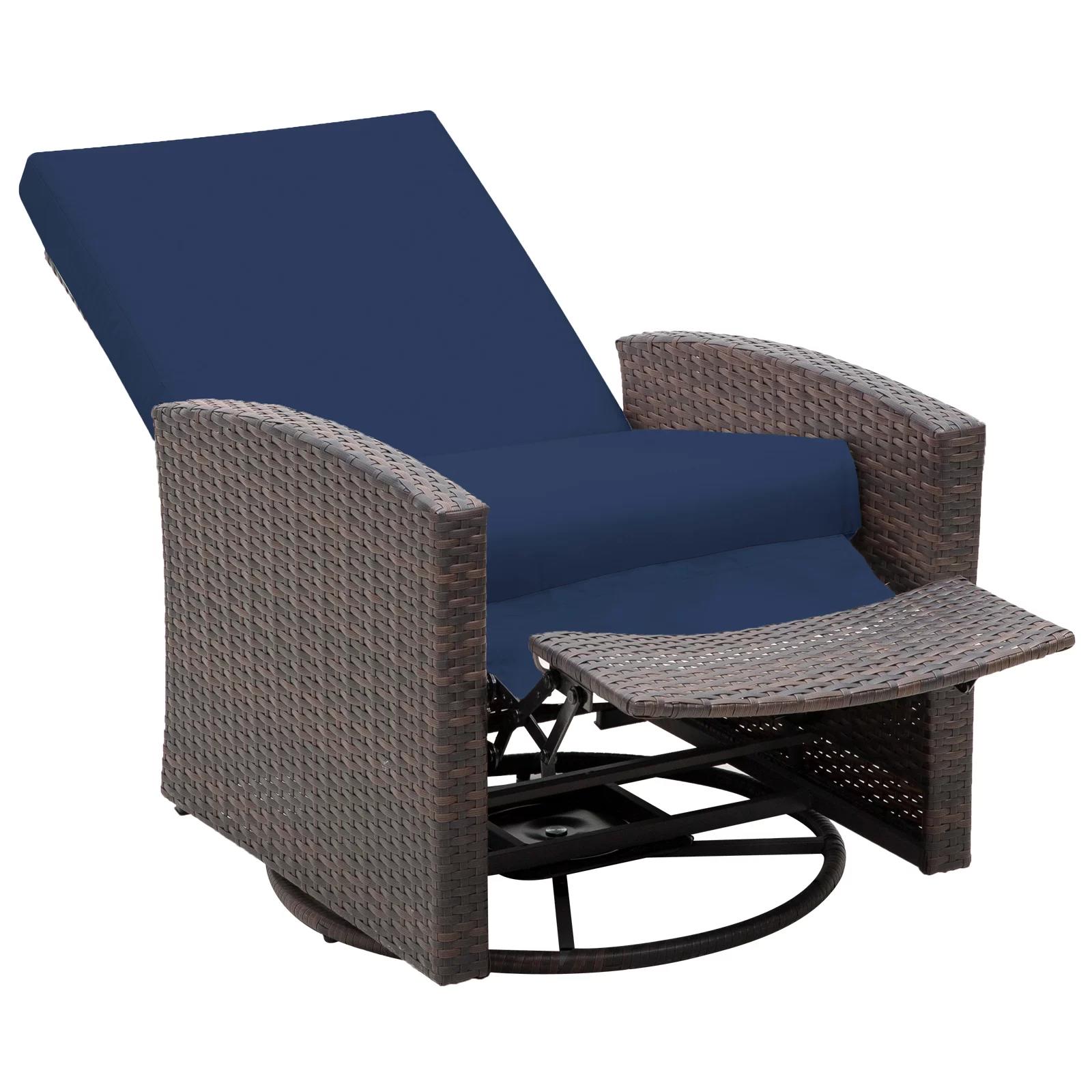 Heffington Swivel Recliner Patio Chair with Cushions thumbnail 3