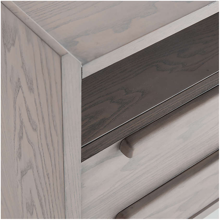 Tate Stone Grey Wood 2 Drawer Charging Nightstand thumbnail 4