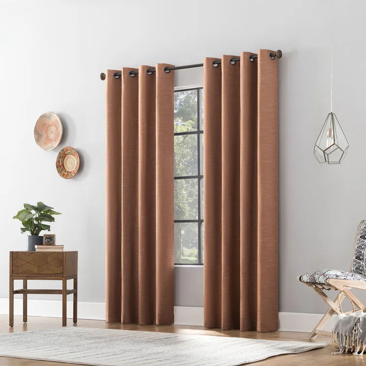 Brue Archaeo Gelso Textured Linen Blend Blackout Grommet Curtain Panel thumbnail 2