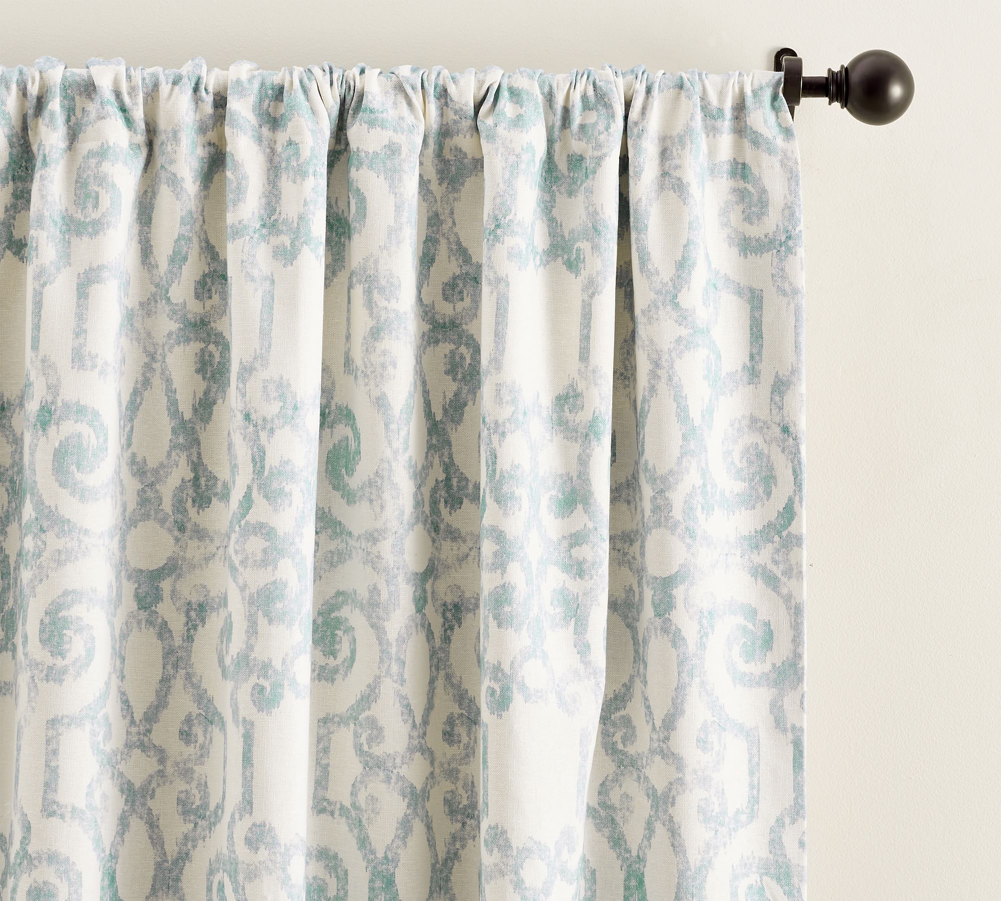 Margot Scroll Print Rod Pocket Curtain 96" thumbnail 2