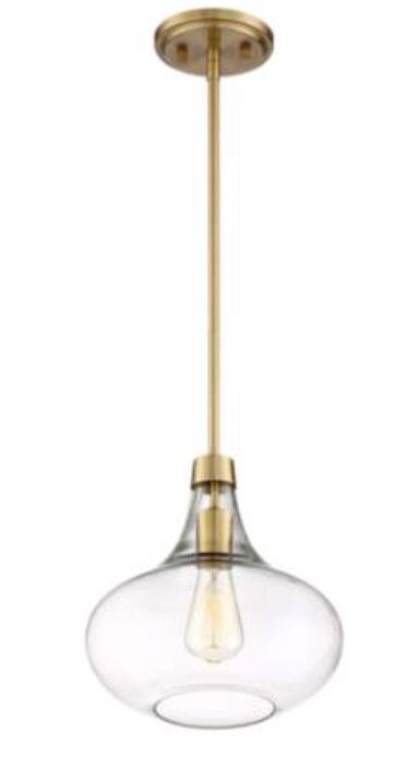 Possini Euro Asni Wide Antique Gold and Glass Modern Mini Pendant thumbnail 3