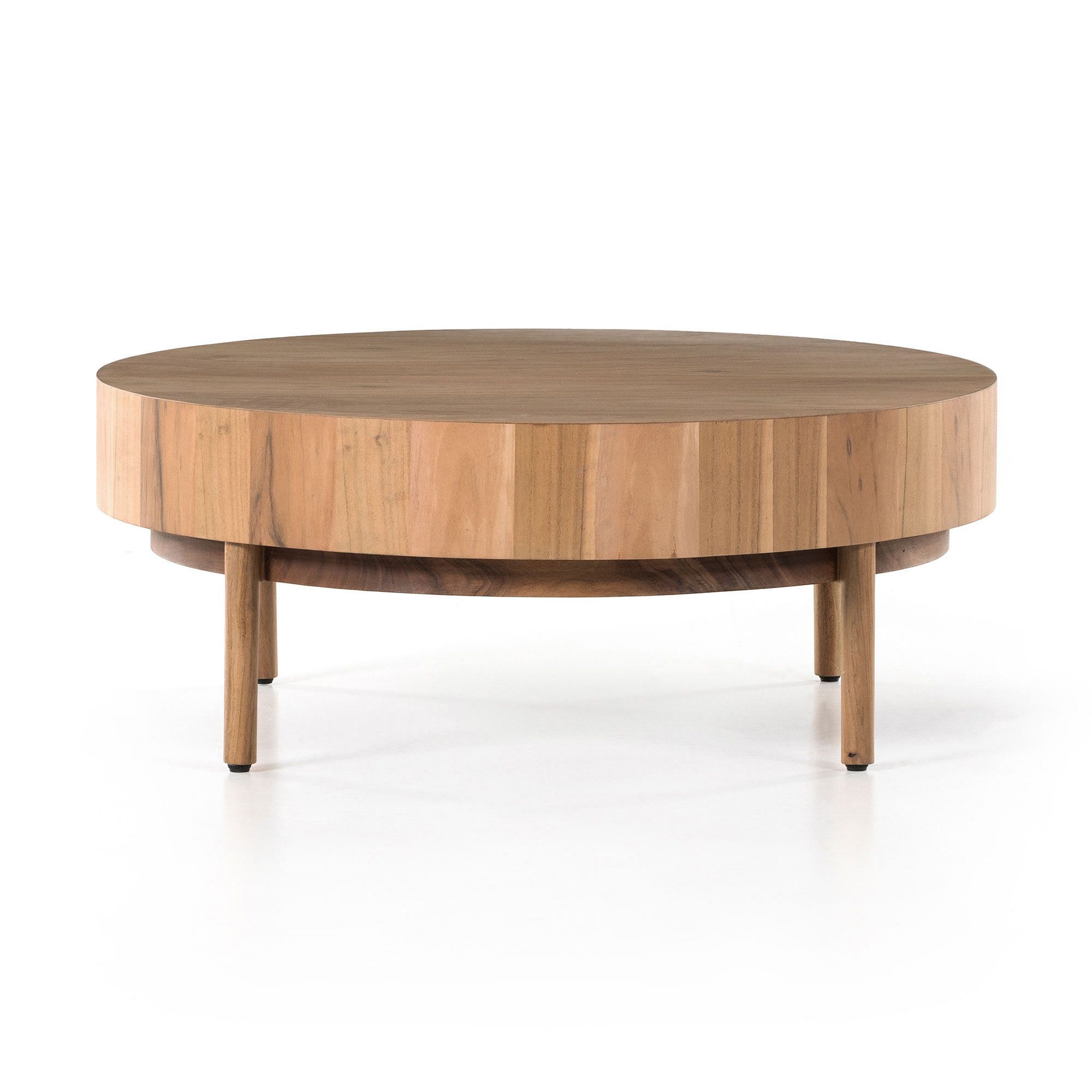 Wood Drum Round Coffee Table thumbnail 3