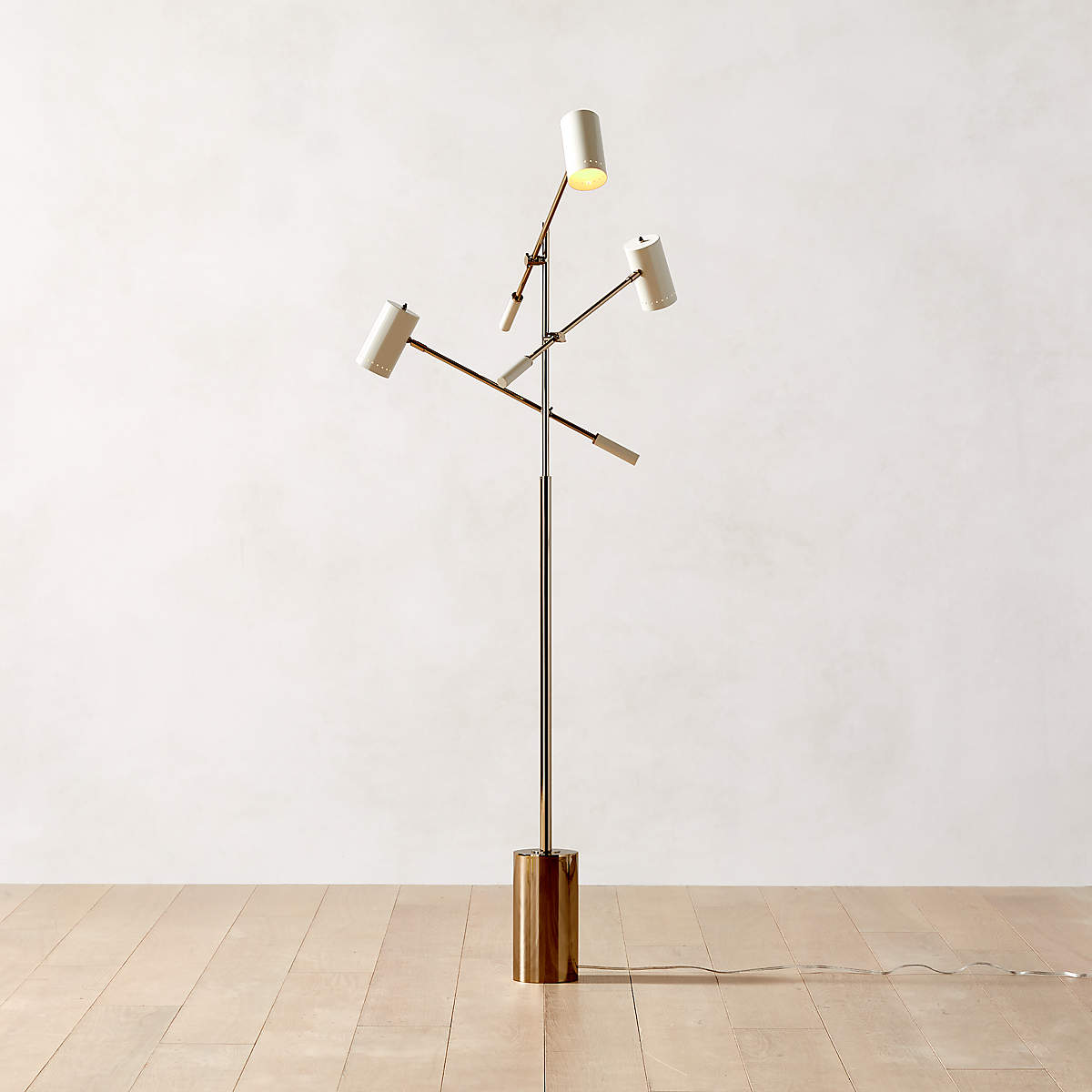 WATT ARTICULATING POLISHED CHAMPAGNE GOLD FLOOR LAMP thumbnail 2