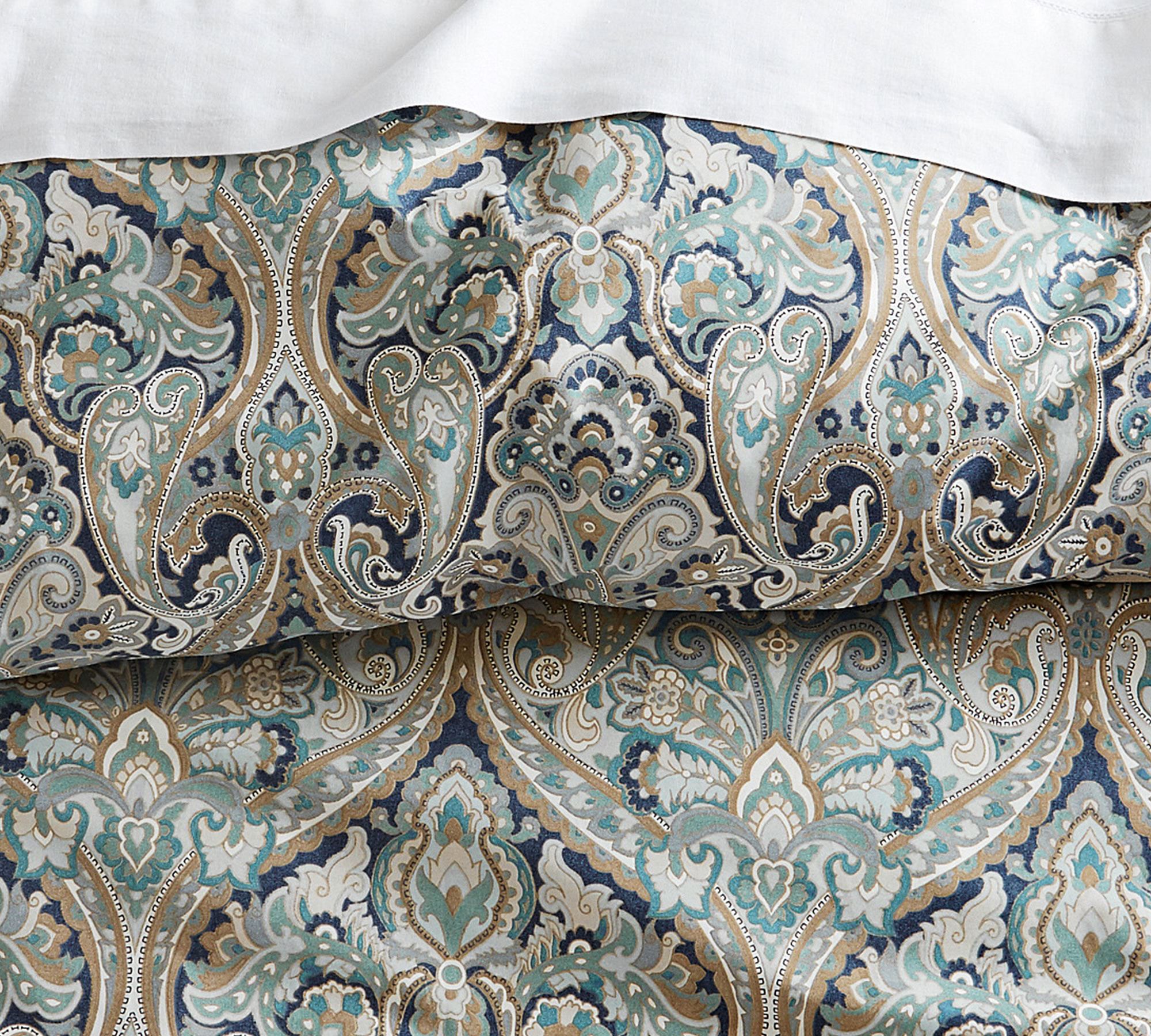 Mackenna Paisley Organic Percale Duvet Cover-Queen thumbnail 2