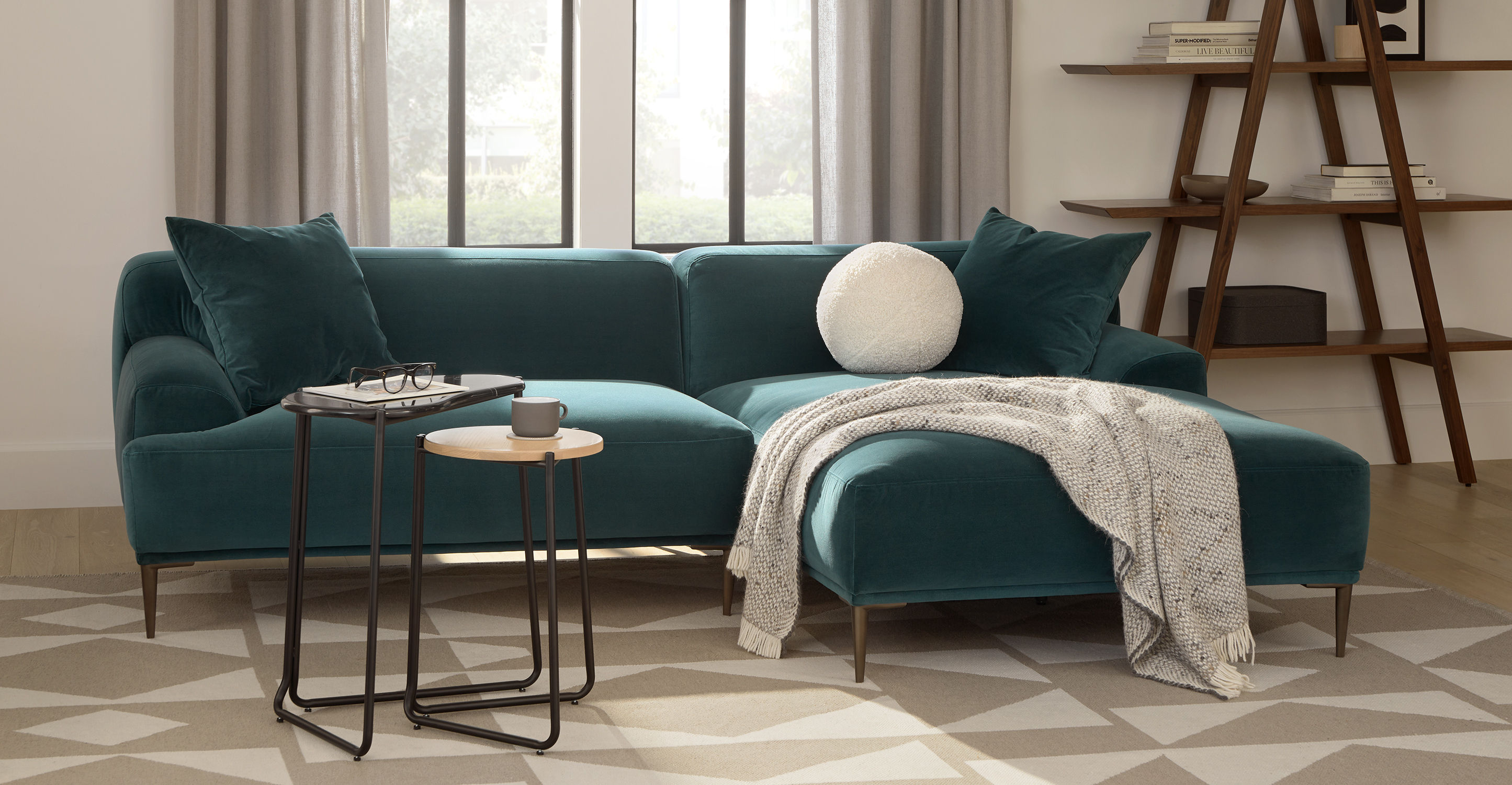 Abisko Plush Pacific Blue Right Sectional thumbnail 2