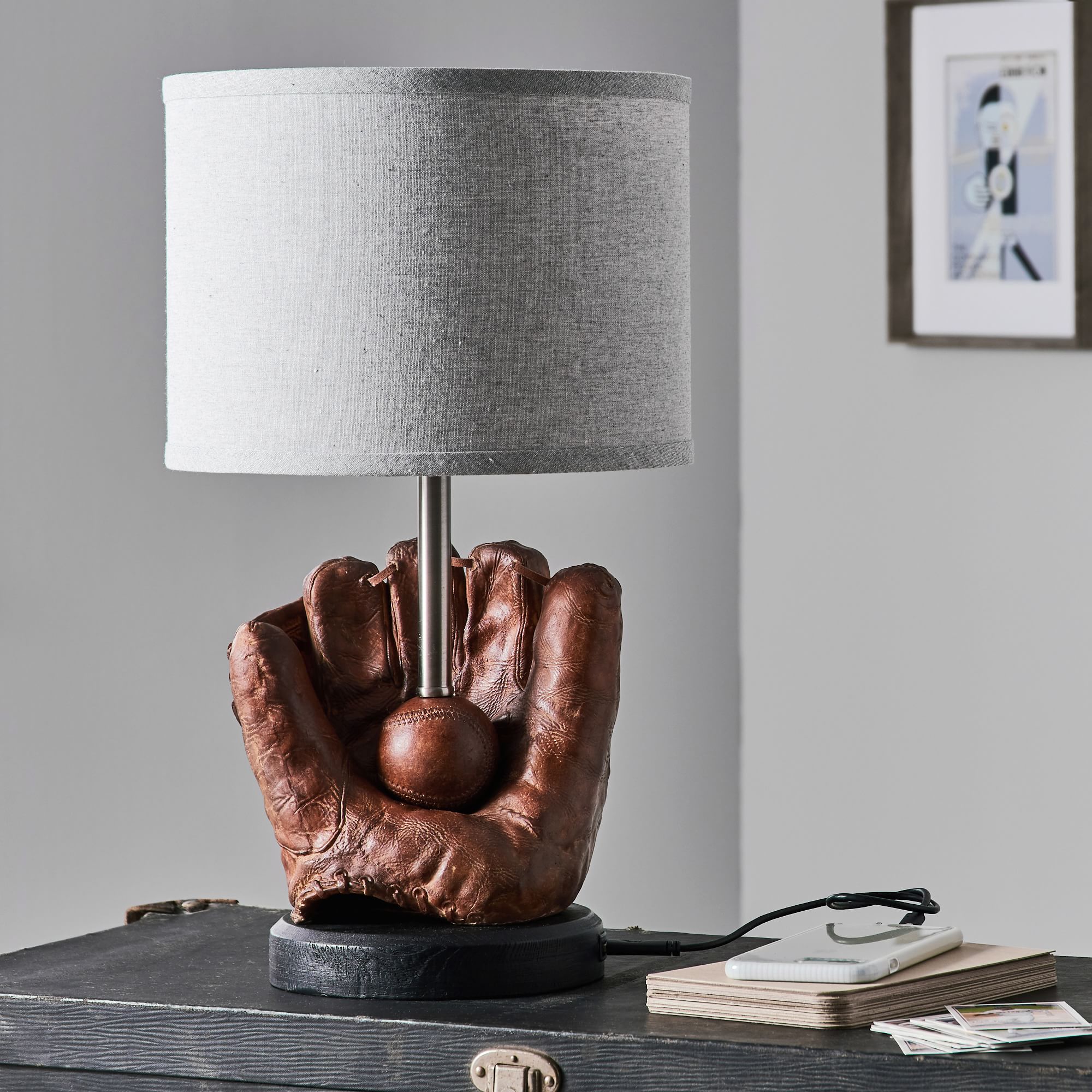 Baseball Table Lamp with USB (20") thumbnail 2